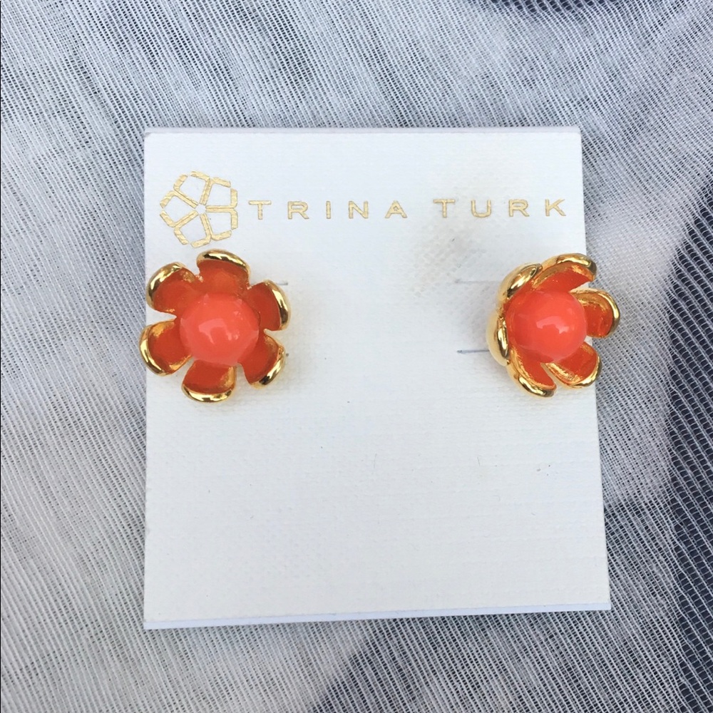 NWT: Trina Turk 12K Gold Plated Enamel Earrings